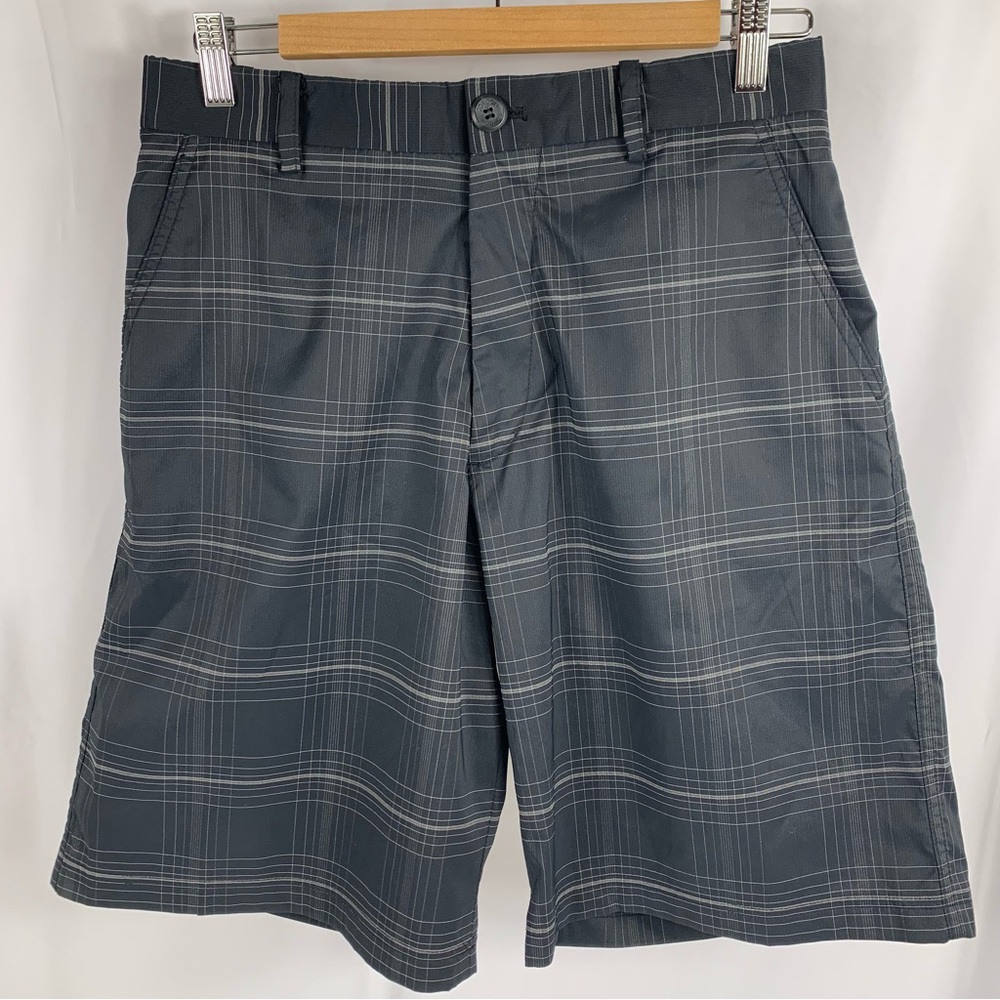 Gordon Cooper Golf Shorts Flat Front Black Plaid Size 30 Polyester & Spandex